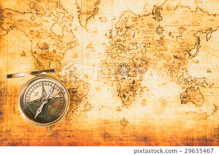 Old map with an ancient compass 29635467