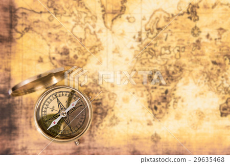 Old map with an ancient compass 29635468