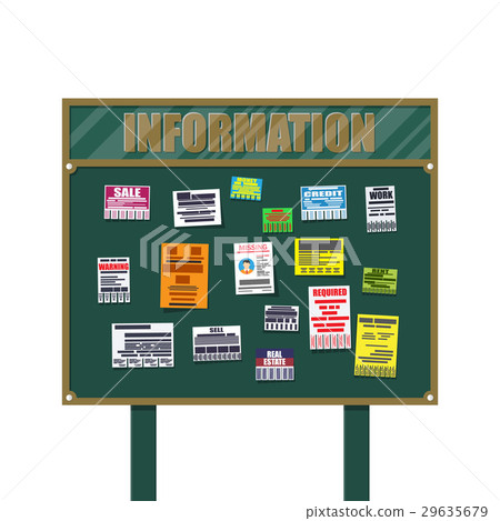 Various tear off papers ad on bulletin board Various tear off papers ad on bulletin board 29635679