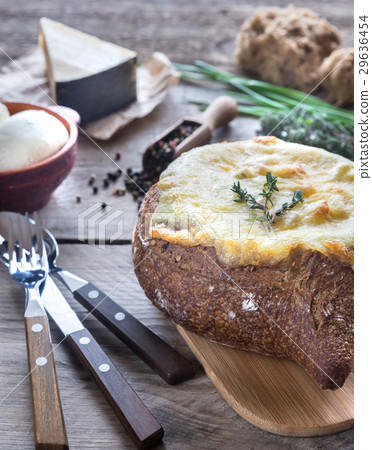 Cheesy stuffed bread 29636454