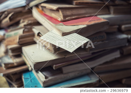 close up on old book in the library 29636979