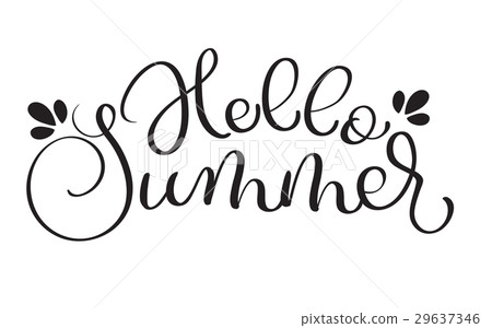 Hello Summer text on white background. Hand drawn 29637346