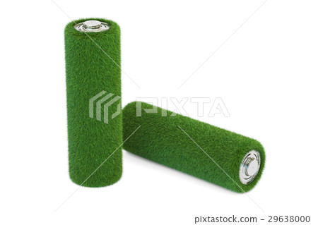 Batteries from grass. Ecology green energy concept Batteries from grass. Ecology green energy concept 29638000