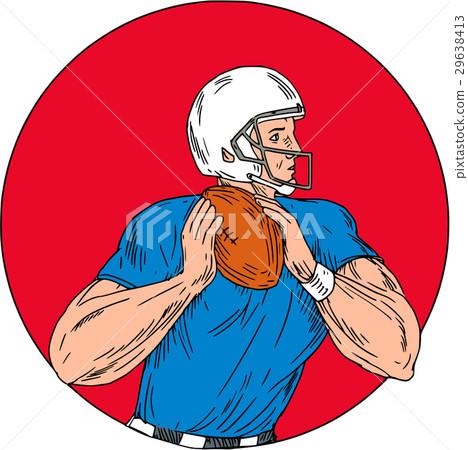 American Football Quarterback Ready Throw Ball  29638413