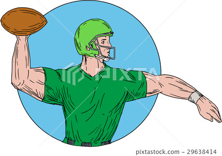 Quarterback QB Throwing Ball Circle Drawing 29638414