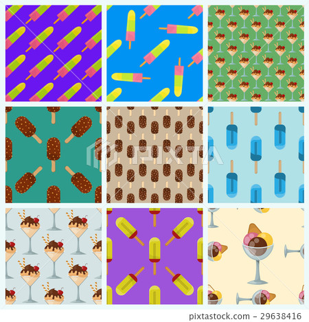 Set ice cream seamless pattern background cartoon Set ice cream seamless pattern background cartoon 29638416