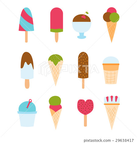Set ice cartoon colorful cream dessert vector Set ice cartoon colorful cream dessert vector 29638417