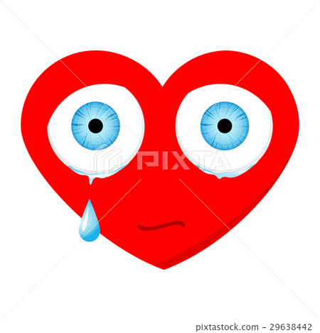 Crying sad heart face with eyes and drop. Crying sad heart face with eyes and drop. 29638442