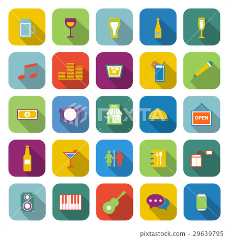 Bar color icons with long shadow - Stock Illustration [29639795] - PIXTA