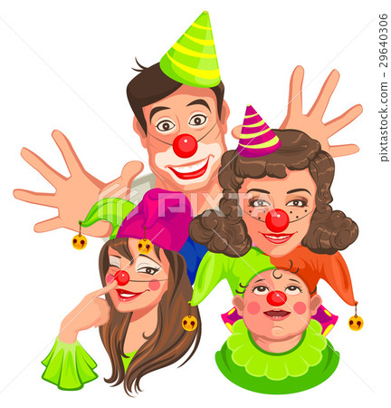 Family of clowns. Dad, Mom, Daughter, Son 29640306