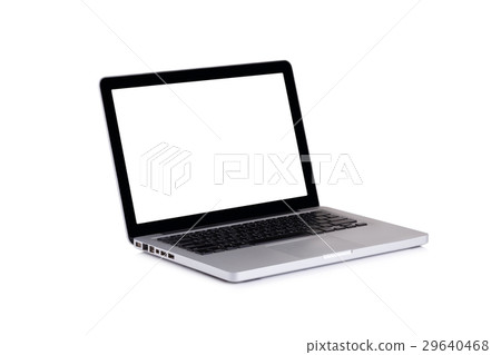 Laptop with blank screen on white background 29640468