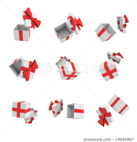 3d rendering of many white gift boxes with open 29640967