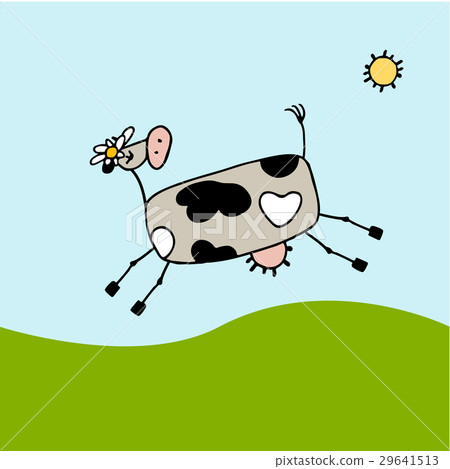 Cow grazing in meadow, sketch for your design 29641513