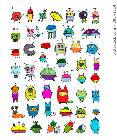 Funny aliens collection, sketch for your design 29641514