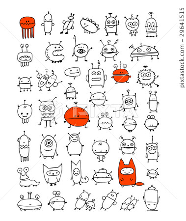 Funny aliens collection, sketch for your design 29641515