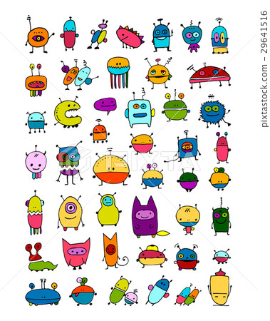 Funny aliens collection, sketch for your design 29641516