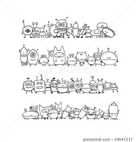 Funny aliens collection, sketch for your design 29641517