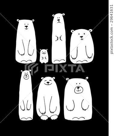 Funny white bears family, sketch for your design 29641631