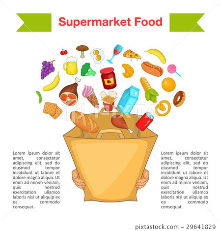 Food supermarket bag concept, cartoon style 29641829