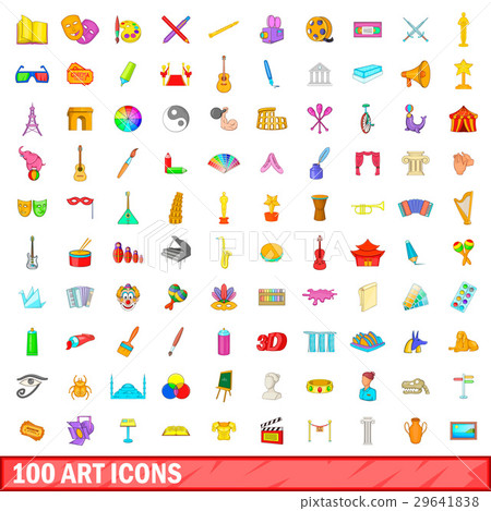 100 art icons set, cartoon style 100 art icons set, cartoon style 29641838