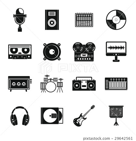Recording studio items icons set, simple style 29642561
