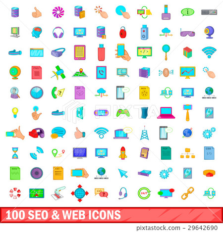 100 seo and web icons set, cartoon style 29642690