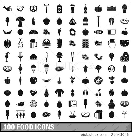 100 food icons set in simple style 100 food icons set in simple style 29643096