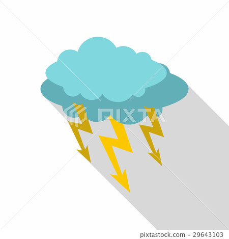 Storm cloud lightning bolt icon, flat style 29643103