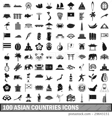 100 asian icons set in simple style 29643151