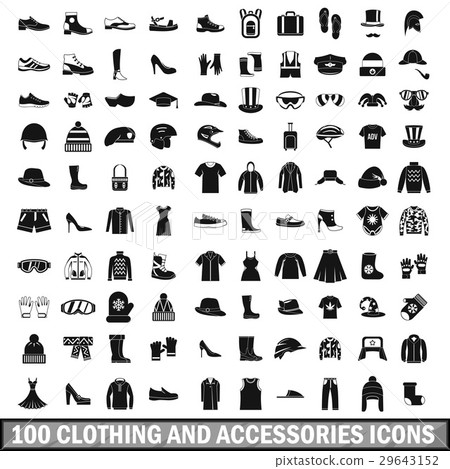 100 clothing and accessories icons set 100 clothing and accessories icons set 29643152