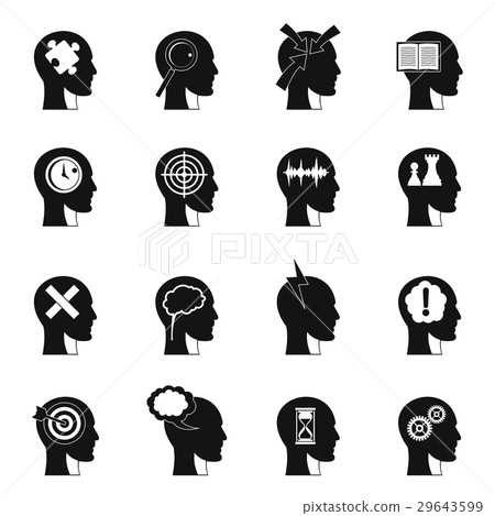 Head logos icons set, simple style 29643599
