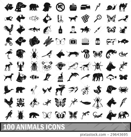 100 animals icons set in simple style 100 animals icons set in simple style 29643695