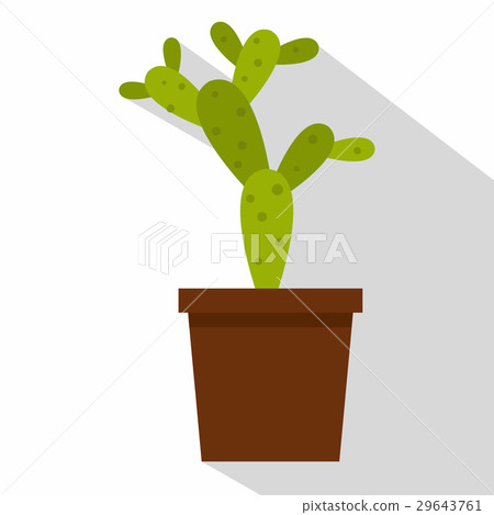 Green opuntia icon, flat style 29643761