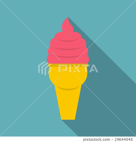 Strawberry ice cream in waffle cone icon Strawberry ice cream in waffle cone icon 29644048