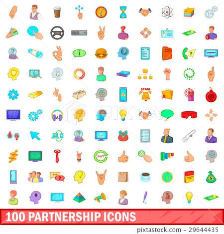 100 partnership icons set, cartoon style 100 partnership icons set, cartoon style 29644435