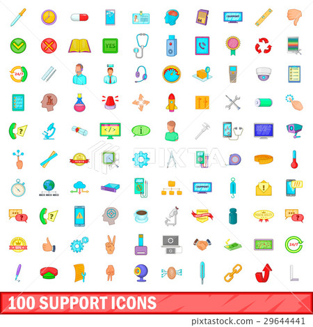 100 support icons set, cartoon style 100 support icons set, cartoon style 29644441