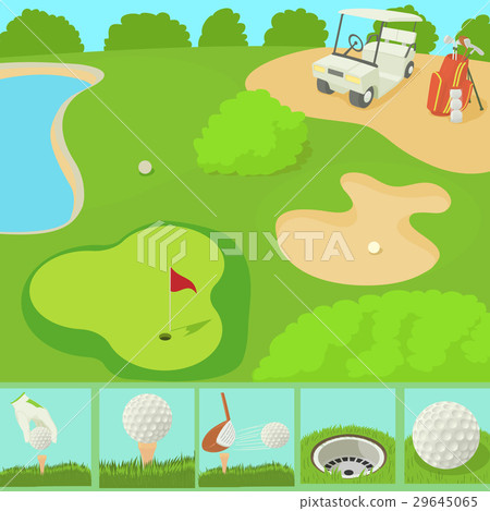 Golf field concept, cartoon style Golf field concept, cartoon style 29645065