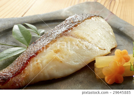 Grilled Fish Sawara Stock Photo