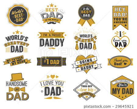 Isolated Happy Fathers Day Quotes On The White Stock Illustration