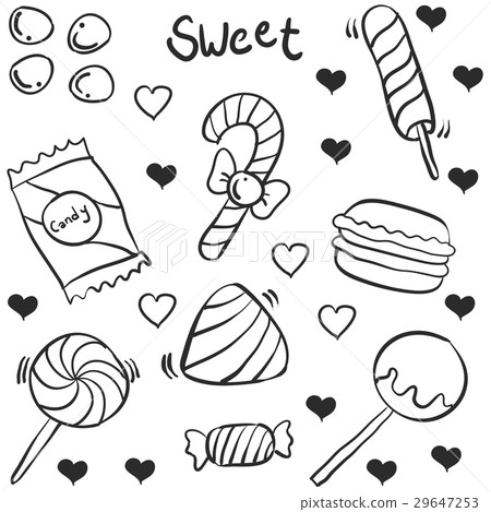 Hand draw of candy various doodles 29647253