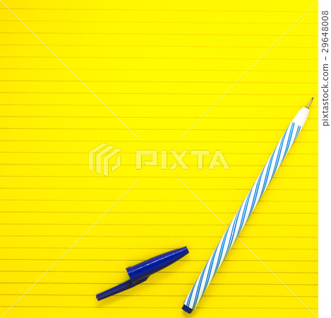 yellow study paper with blue pen ready to write yellow study paper with blue pen ready to write 29648008