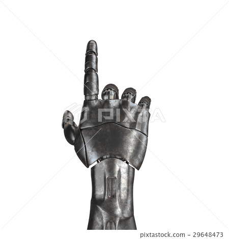The old robot arm is scratched. 3d rendering. On a 29648473