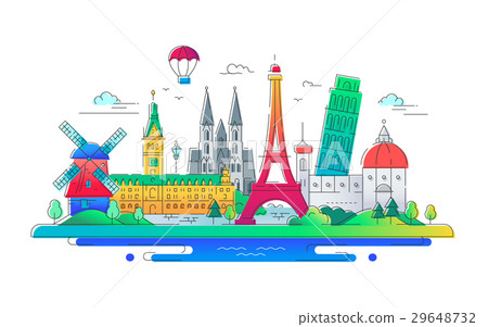 European countries - vector line travel 29648732