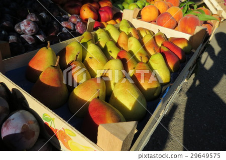 Fresh yellow pears at the food market in Bar-city Fresh yellow pears at the food market in Bar-city 29649575