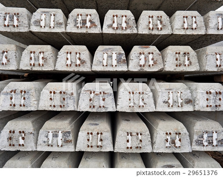 Sleepers stock in railway depot. New railway ties Sleepers stock in railway depot. New railway ties 29651376