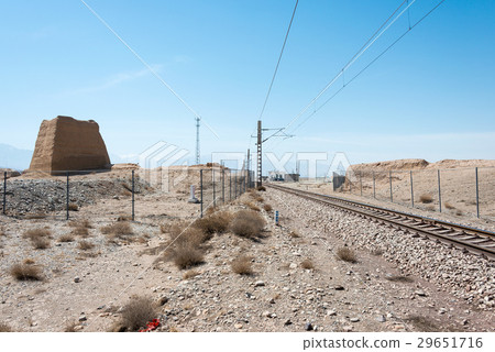Railroad crossing the Great Wall China · Gansu Province Jiayuguan Railroad crossing the Great Wall China · Gansu Province Jiayuguan 29651716