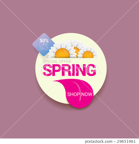 Spring sale label with beautiful flowers - Stock Illustration [29651961 ...