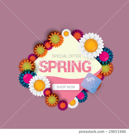 Spring sale label with beautiful flowers 29651986