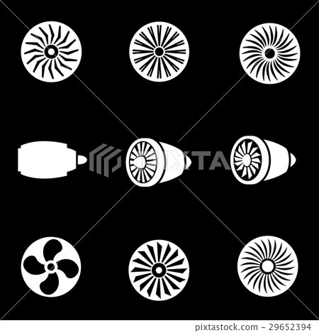 Vector white turbines icon set Vector white turbines icon set 29652394