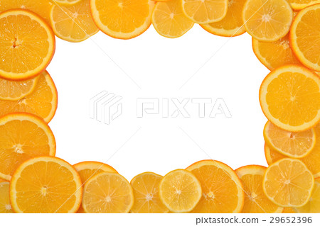 Frame of orange and lemon slices on a white Frame of orange and lemon slices on a white 29652396